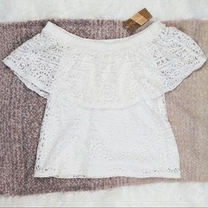 NWT Francesca's Off the Shoulder Lace Top